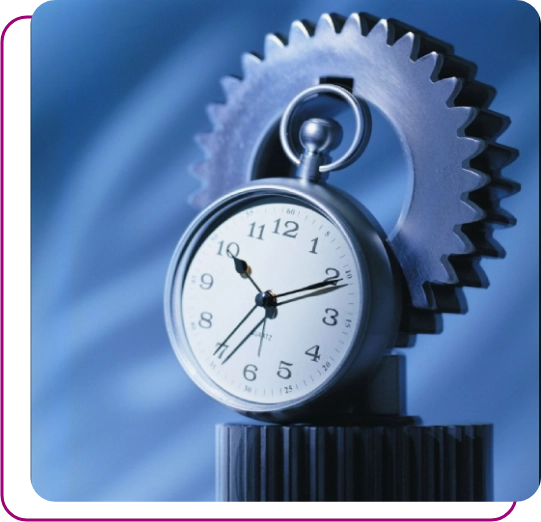 Automation clock and gears representing efficiency